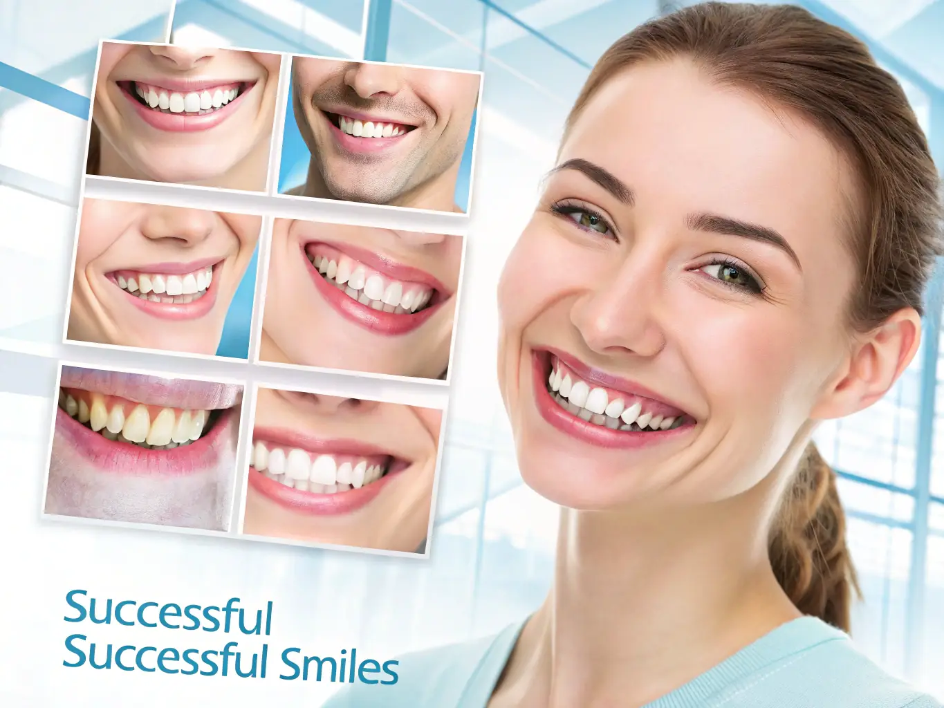 A digital rendering illustrating the process of a smile makeover, showing various cosmetic procedures being applied to enhance the overall appearance of the smile.